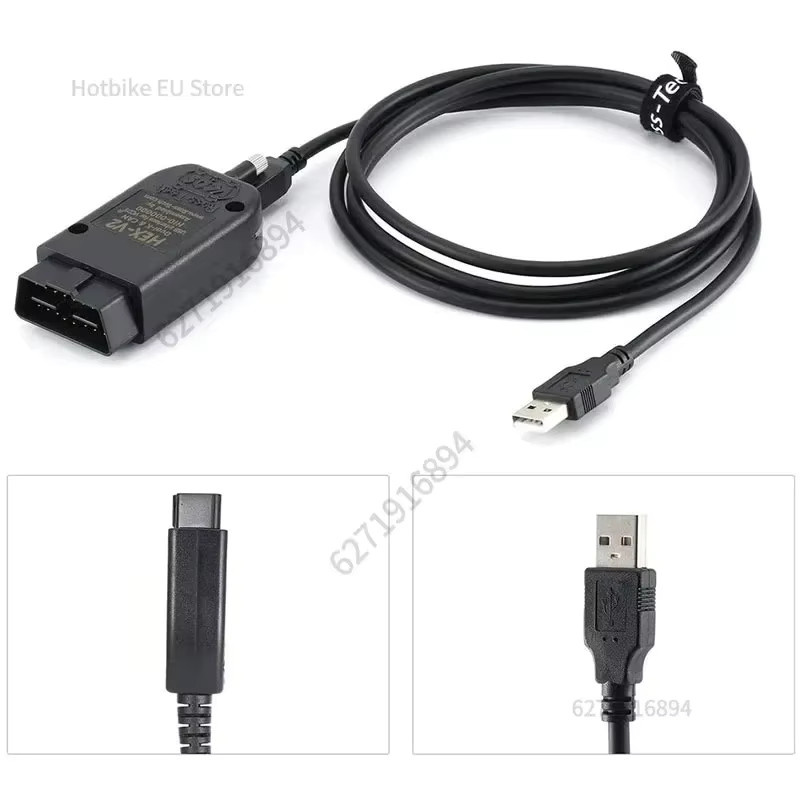 Wesheu VCDS HEX V2 OBD2 Diagnosekabel für Audi, Skoda und VW in Schwarz - Bild 4