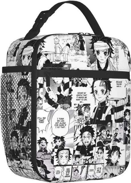 Kitsune No Yaiba Thermoisolierte Lunchtasche Demon Slayer Manga für Damen, dunkelgrau, B/T/H: 26 x 21 x 11 cm - Bild 1
