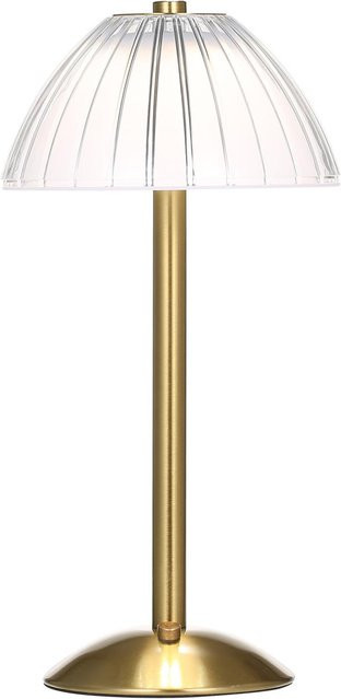 Igeteck Kabellose Tischlampe in Bronze, wiederaufladbare LED-Schreibtischlampe mit Touch-Steuerung, dimmbar und mit 3 Lichtfarben, Retro Metall Design - Bild 1