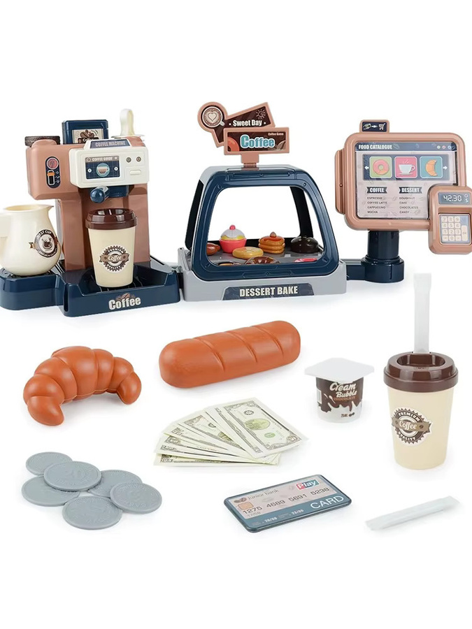 MSFTOYS Kaffeemaschine Spielzeug Set mit Lebensmittel-Simulation und Registrierkasse in Mehrfarbig - Bild 7