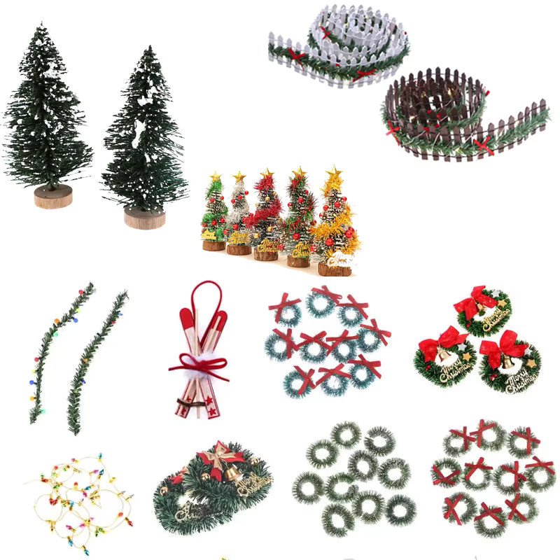 ZTOYL Weihnachtskranz mit Schleife, Mini Türgirlande, Puppenhaus Anhänger, 1:12 - Bild 2