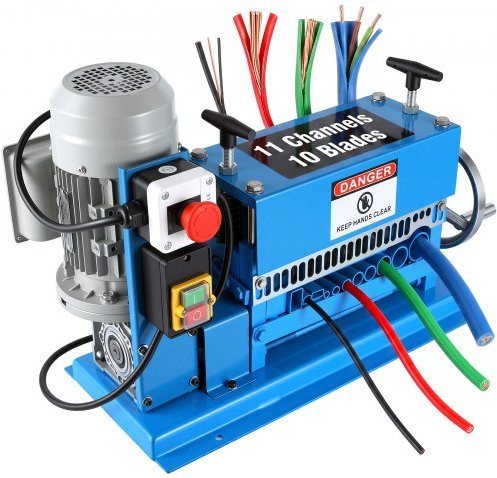 VEVOR Elektrische Kabelabisoliermaschine 220 V mit 0,37 kW und Mehrloch-Abisolierzange für 1,5-38 mm in Blau - Bild 1
