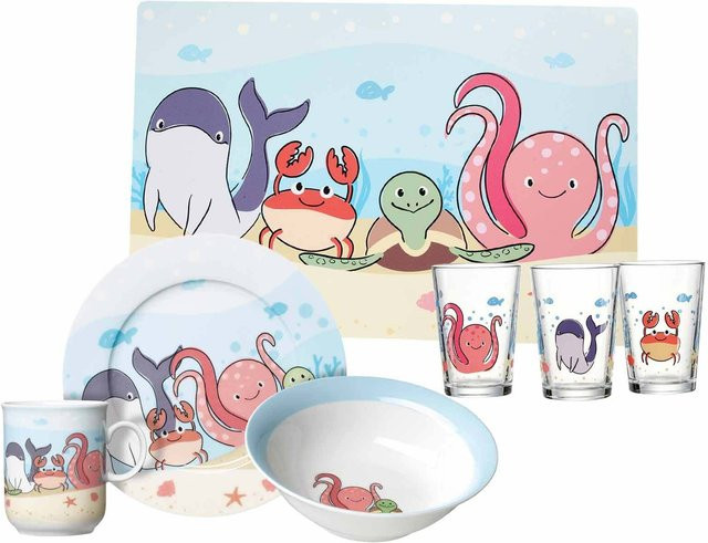Ritzenhoff & Breker Kindergeschirr-Set Unterwasserwelt aus Glas, 7er Set, Multicolor - Bild 1