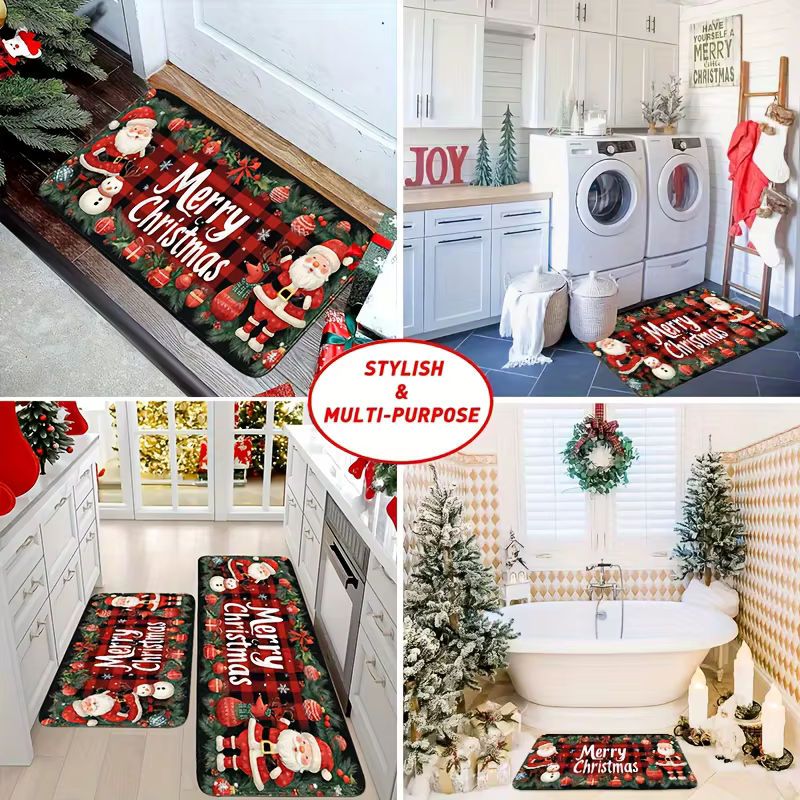 Vikama Weihnachtsmann-Teppich in Multicolor, wasserdichter Teppich für Wohnzimmer und Küche als Weihnachtsdekoration - Bild 4