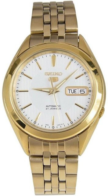 Seiko Automatik-Herrenuhr, Edelstahl, Gold, weißes Zifferblatt - Bild 1