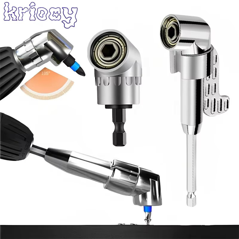 KRIOCY Winkelbohrfutter Set mit 105-Grad-Befestigung, Innensechskant-Adapter und drehbarem Bithalter für Elektrowerkzeuge - Bild 5