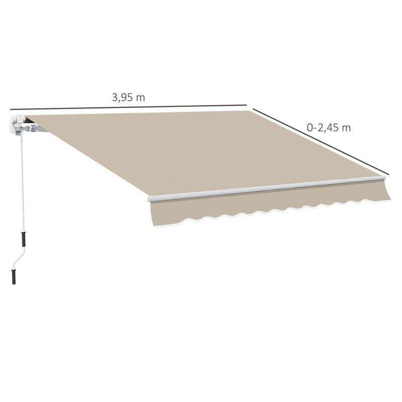Outsunny Fenstermarkise mit Handkurbel in Weiß, Wandmontage, B/T/H: 395 x 350 x 245 cm - Bild 2
