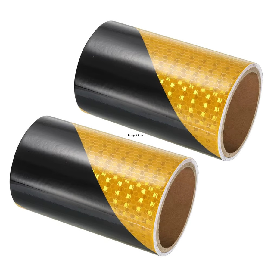 Satop Cinta Reflektierendes Warnband Twill Gelb-Schwarz Wasserdicht mit Klebstoff für Lkw und Anhänger, Breite: 10 cm, Länge: 5 m - Bild 3