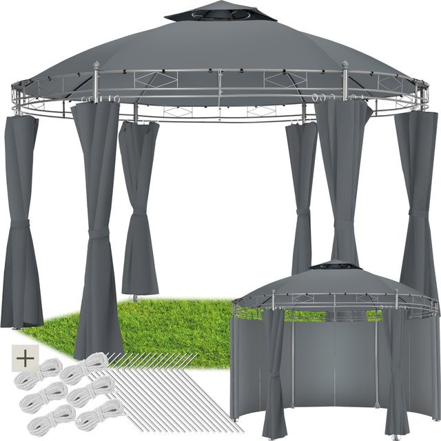 tectake Gartenpavillon Siana Anthrazit B/T/H: 350 x 350 x 280 cm - Bild 1