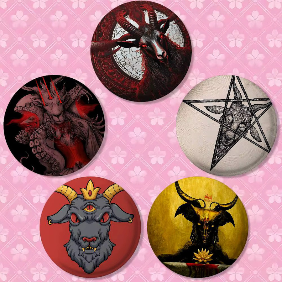 Brosche Teufel Ziege Satan, Weißblech, Unisex - Bild 3