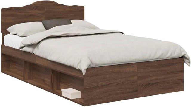 vidaXL Bettrahmen aus Kiefernholz in Eiche Braun, Breite: 120 cm, Länge: 200 cm - Bild 1