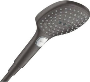 Hansgrohe Handbrause Raindance Select E 120 in Matt Schwarz mit 3 Strahlarten und Anti-Kalk-Funktion, Durchmesser: 12 cm - Bild 1