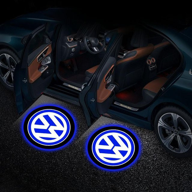 2 Stück LED Projektor Auto Tür Begrüßungslicht für Volkswagen Scirocco Polo Tiguan Passat Golf EOS Jetta Octavia in Blau und Weiß - Bild 1