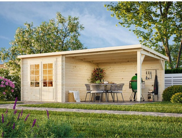 Palmako Gartenhaus Ella mit Seitendach in Dunkelgrau-Weiß, B: 590 cm, T: 300 cm - Bild 1