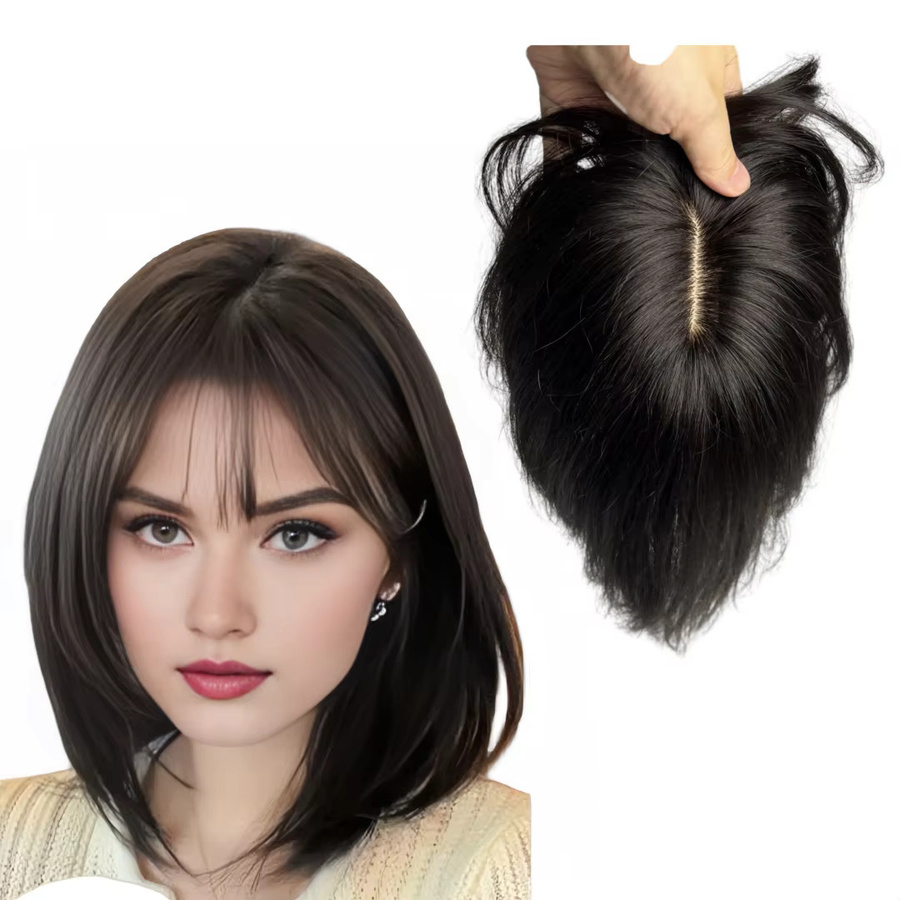 Satifresion Haar-Topper für Damen, Echthaar mit Air Bangs - Bild 4