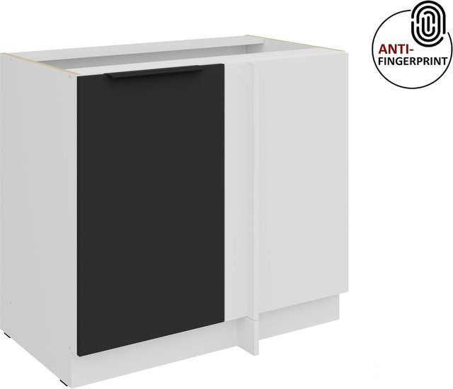 Küchen Eckschrank ARIA Schwarz matt Anti Fingerprint Breite: 105 cm - Bild 1
