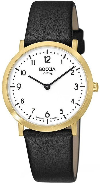 Boccia Damenuhr, Quarz, Titan, 34 mm, Leder, Weiß, 5 ATM - Bild 1