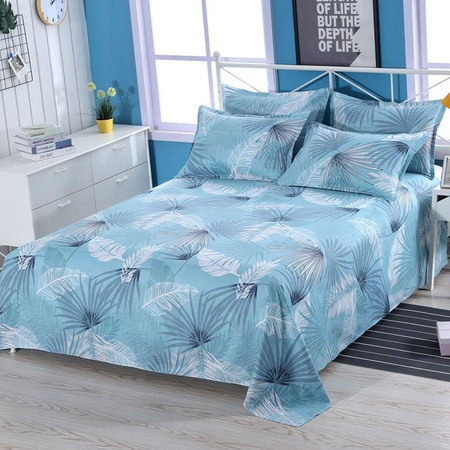 WTEMPO Bettlaken aus Baumwolle mit floralem Muster in Blau, B/T: 160 x 230 cm