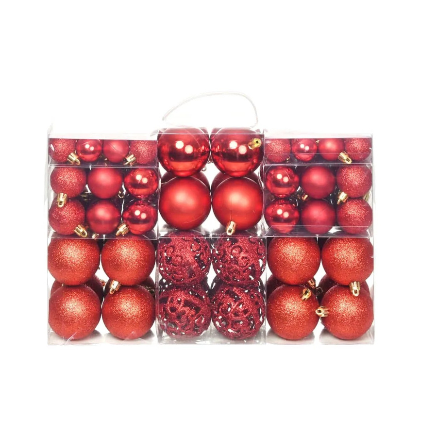 furnicato 100-teiliges Weihnachtskugel-Set aus Kunststoff in Rot mit den Größen 3 cm, 4 cm und 6 cm - Bild 2