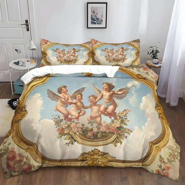 JMG Household Supplies Bettwäscheset Retro Engel Antike Römische Kunst aus Mikrofaser, 3-teilig, Mehrfarbig, B/H: 135 x 200 cm - Bild 1