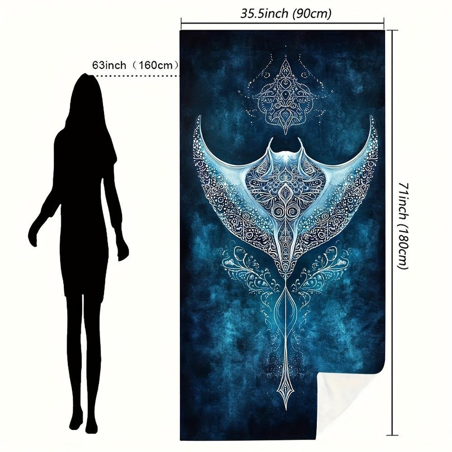 Bohemian Mantarochen Mandala Strandtuch aus schnelltrocknender Mikrofaser in Weiß, B: 30 cm, H: 60 cm - Bild 5