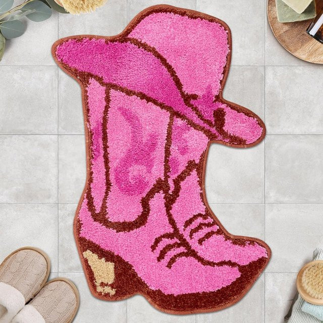 VIKAMA Western Girl Teppich mit High-Heel Print in Pink für Wohnzimmer, Schlafzimmer und Eingangsbereich - Bild 1