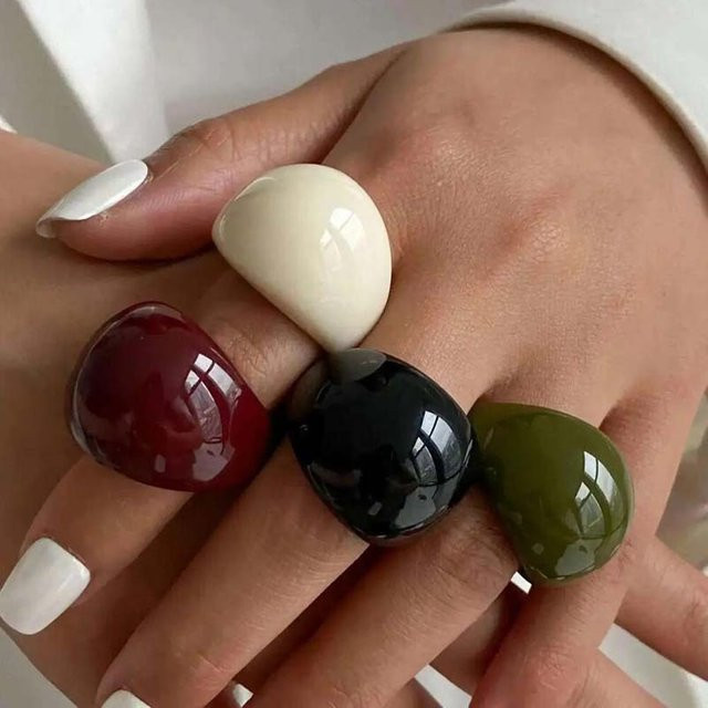 sharelucky Ringe, Kunststoff, Bunt, Damen, Vintage - Bild 1
