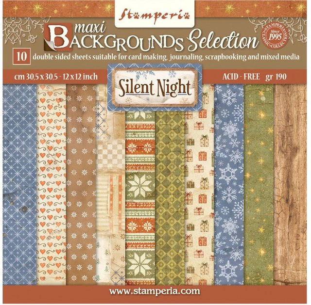 Stamperia Scrapbook-Block Silent Night Backgrounds aus Papier, Multicolour, B/B: 30,5 x 30,5 cm - Bild 1