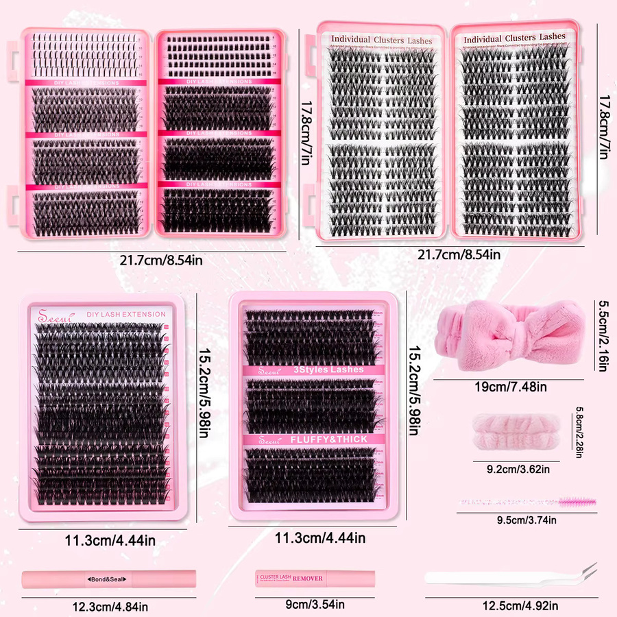 Seeui Wimpern-Cluster-Set, DIY-Wimpernverlängerungsset, Unisex - Bild 3
