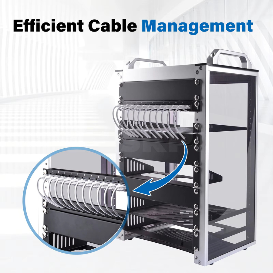 DeskPi RackMate 10-Zoll-Rackregal 0,5U für T0/T1-Serverschränke, Schwarz - Bild 5