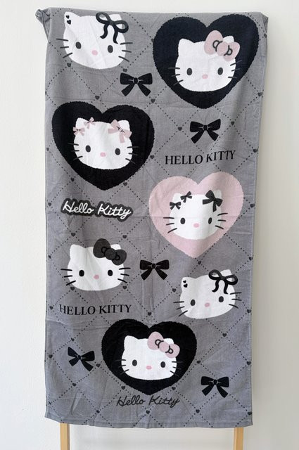 Sanrio Hello Kitty Strandtuch mit Cartoon-Motiv in Grau, Breite: 60 cm, Höhe: 40 cm - Bild 1