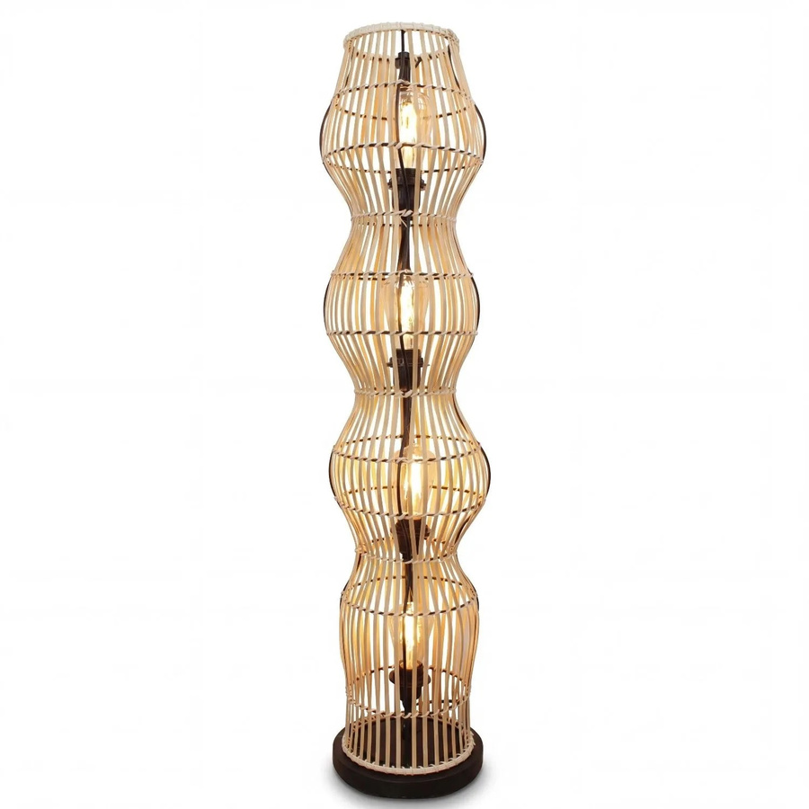 Licht-Erlebnisse Stehleuchte aus Bambus in Natur, 4-flammig, Boho Design, Höhe: 110 cm, E27 - Bild 2
