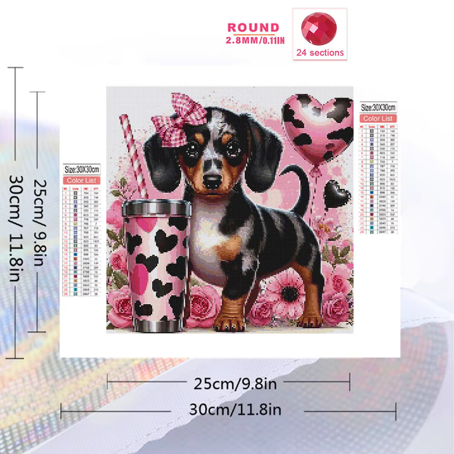 EverShine Diamant-Stickerei Hund Motiv als Strass-Mosaik Wandkunst, Mehrfarbig, B/H: 20 x 20 cm - Bild 1