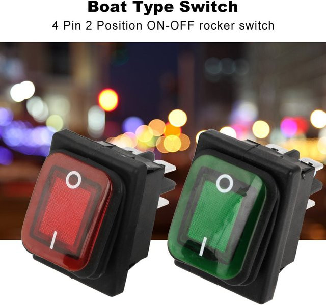 5er Set Wasserdichte DPST Wippschalter mit LED-Beleuchtung für Boot und Marine, 4 Pin, 30A, 250V, Mehrfarbig - Bild 1