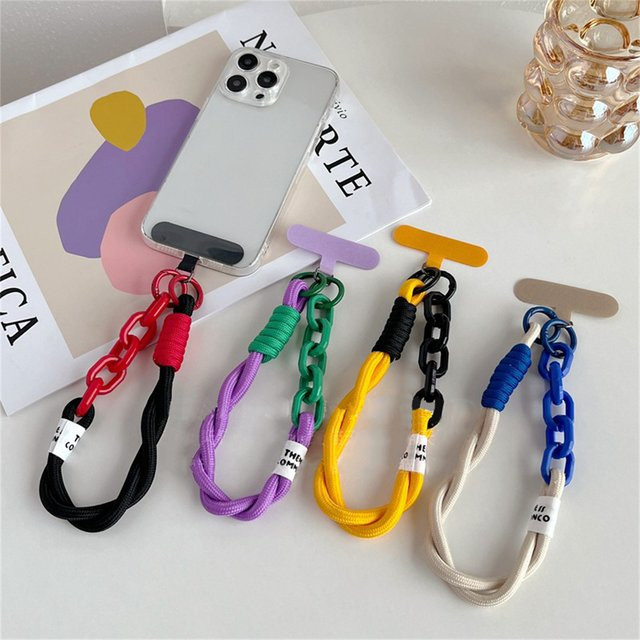 Korea Telefon Lanyard Strap mit gewebtem Streifenmuster als Anti-Verlust Schlüsselkette und Handgelenk-Seil für dein iPhone 17 Pro Max - Bild 1