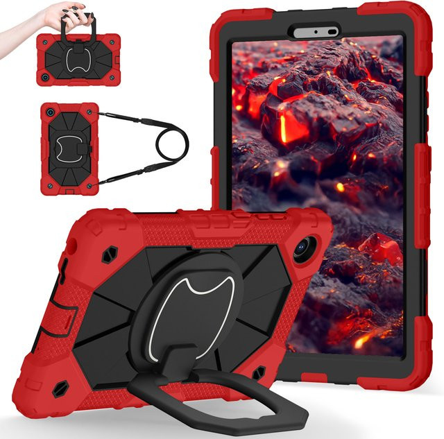 Stoßfeste und kindersichere Hülle für Lenovo Tab One 8,7 Zoll K9 TB305FU 2022 mit Griffgurt und Schultergurt in Schwarz, Orange oder Rot - Bild 1