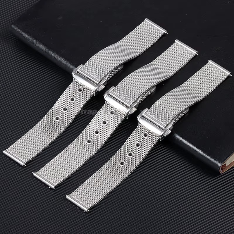HQstrap Uhrenarmband Edelstahl, Milanese Mesh, Silber, Unisex, 20 mm, 22 mm - Bild 2