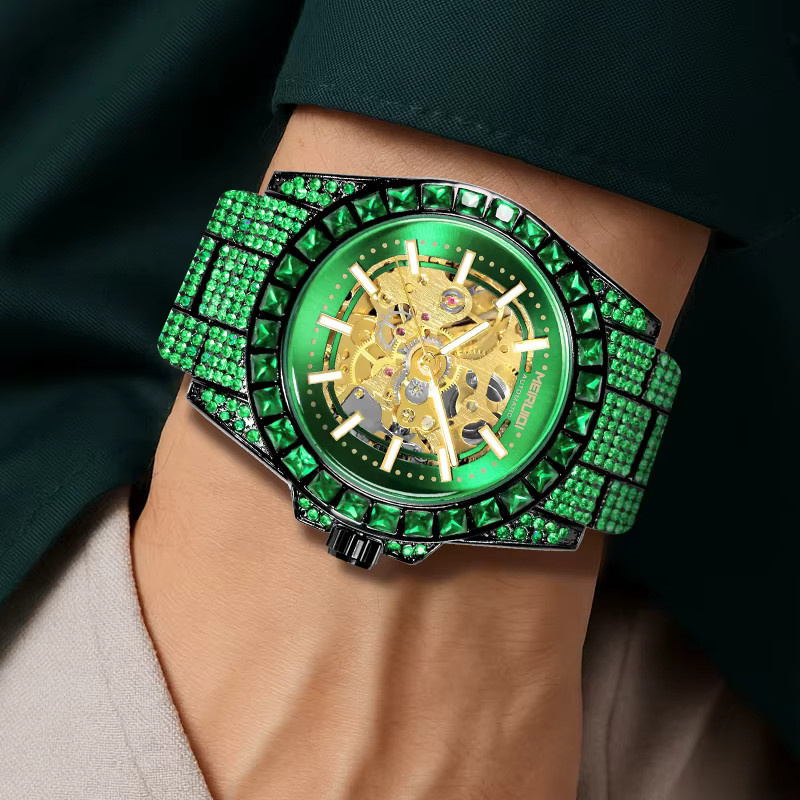 MEIRUIQI Armbanduhr, Automatik, Edelstahl, Grün, Herren - Bild 5