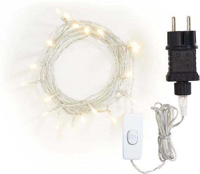 VBS LED-Lichterkette mit 20 LEDs in Transparent und Weiß mit Schalter für den Innenbereich - Bild 1
