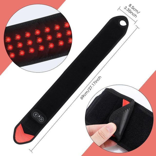Roter Therapie-Licht-Handgelenk-Gürtel mit 36 LEDs, 3 Temperaturstufen und Vibrationsmassage zur Schmerzlinderung, 660/850nm, Schwarz - Bild 1