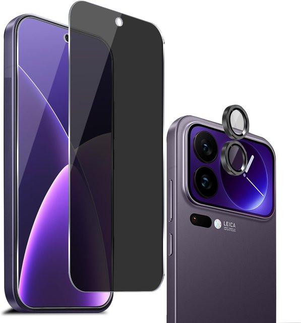2+1 Packung Xiaomi 17 Pro Privacy Displayschutzfolie aus gehärtetem Glas mit Kameraobjektivschutz, Anti-Spy, 9H-Härte, transparent - Bild 1