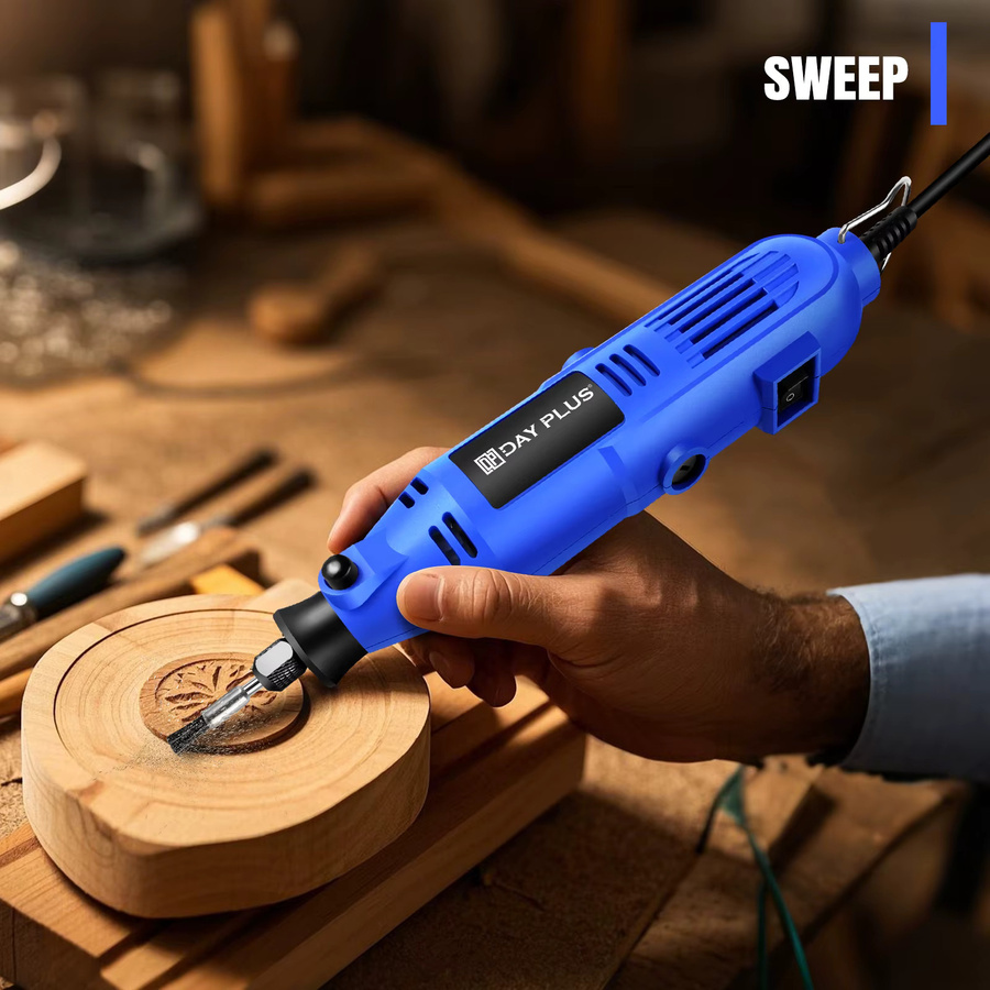 DayPlus Mini-Elektroschleifer Rotationswerkzeug in Blau mit 135 W Leistung, variable Geschwindigkeit 10000–32000 U/min und 252-teiligem Zubehörset für Holz, Metall und Bastelarbeiten - Bild 8