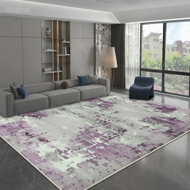 JGJG Teppich in Blau und Grau, moderner flauschiger Teppich für Wohnzimmer und Schlafzimmer, waschbar und rutschfest, Breite: 100 cm, Länge: 160 cm - Bild 1