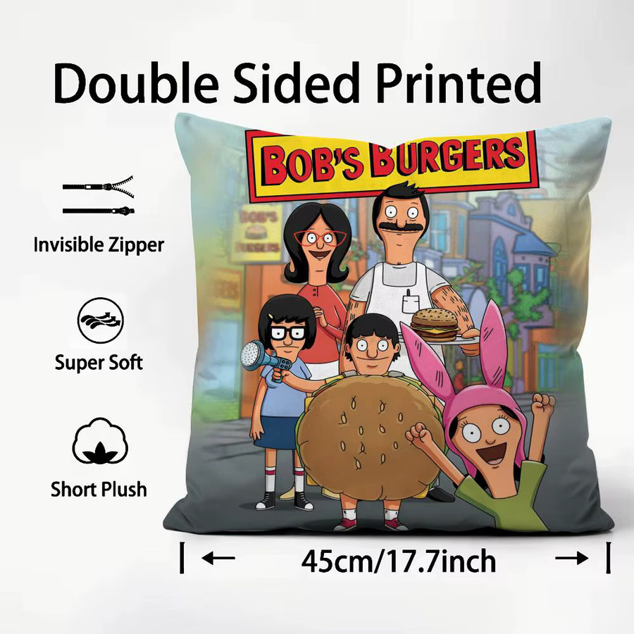 Bobs Burgers Kissenbezug mit buntem Muster für dein Wohnzimmer und Schlafzimmer, Multicolor - Bild 3