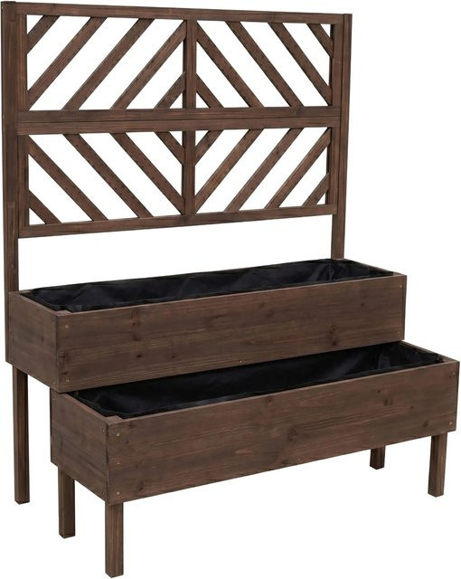 Relaxdays Hochbeet aus Tannenholz mit Rankgitter in Braun, H x B x T: 135 x 109 x 62 cm - Bild 1