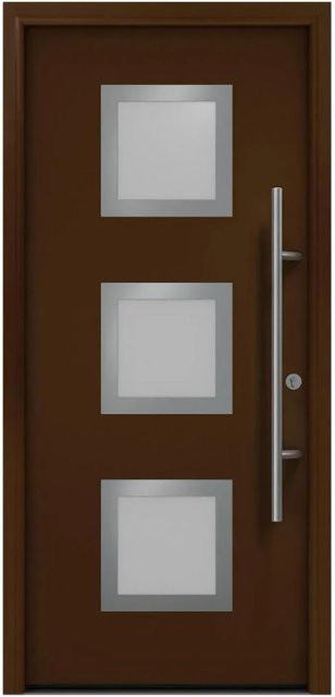 EcoStar Haustür Isopro Secur IPS 810S mit Glaseinsatz in Terrabraun, B: 110 cm, H: 210 cm, DIN Rechts - Bild 1