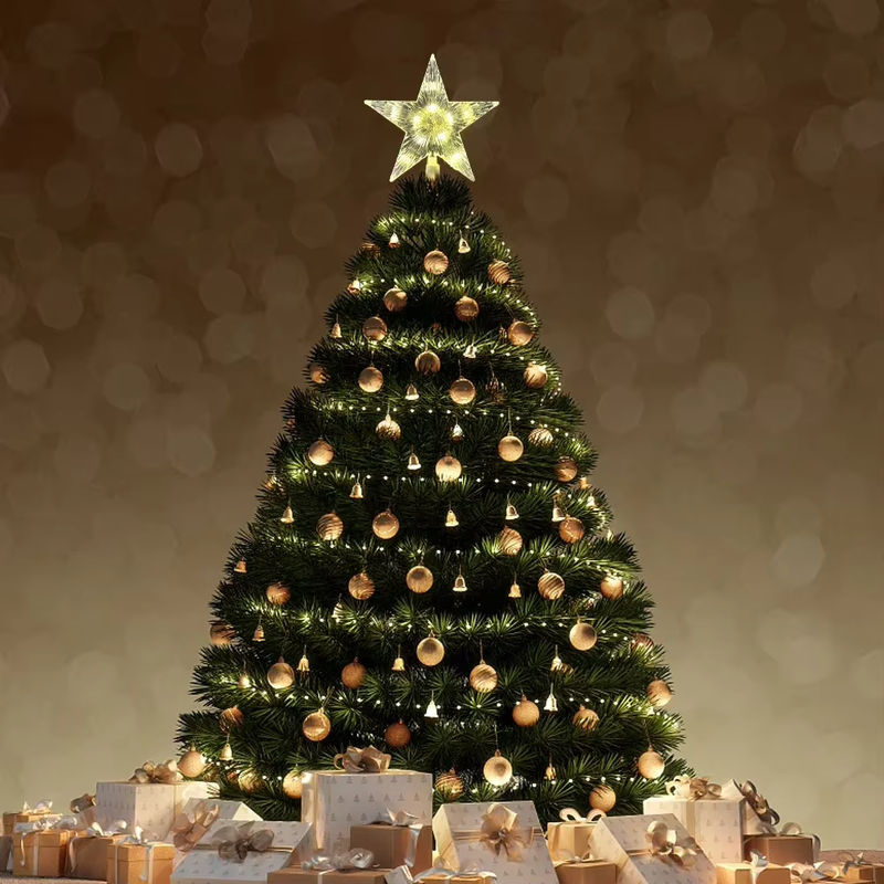 LED Weihnachtsbaumspitze Stern in Gold und Mehrfarbig aus Kunststoff mit geometrischem Design - Bild 5