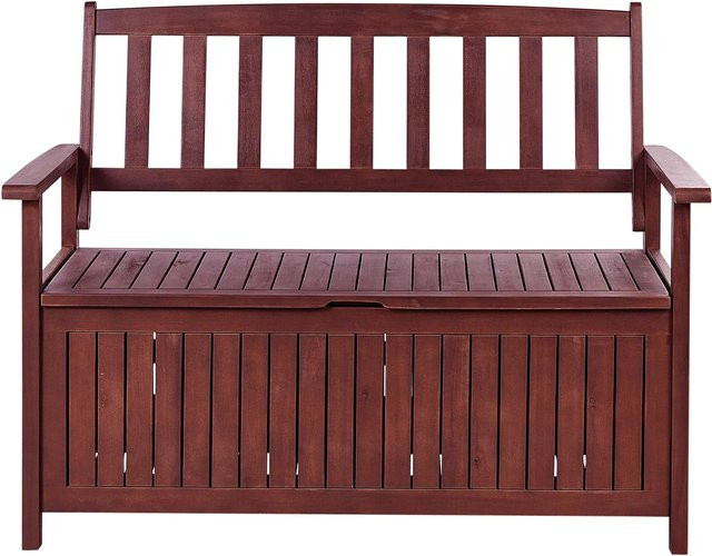 Beliani Gartenbank SOVANA aus Akazienholz in Dunkelrot, B/T/H: 120 x 60 x 91 cm - Bild 1