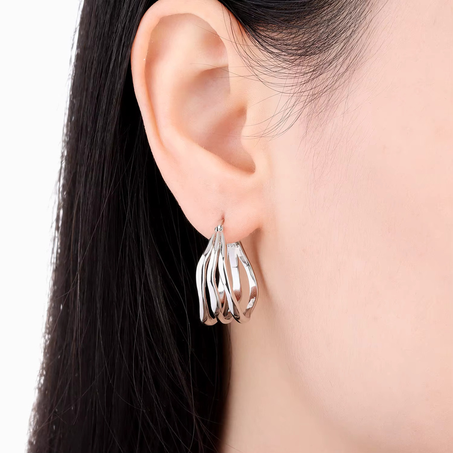 CYCUFF Creolen 925 Silber, drei Kreise, Damen - Bild 2