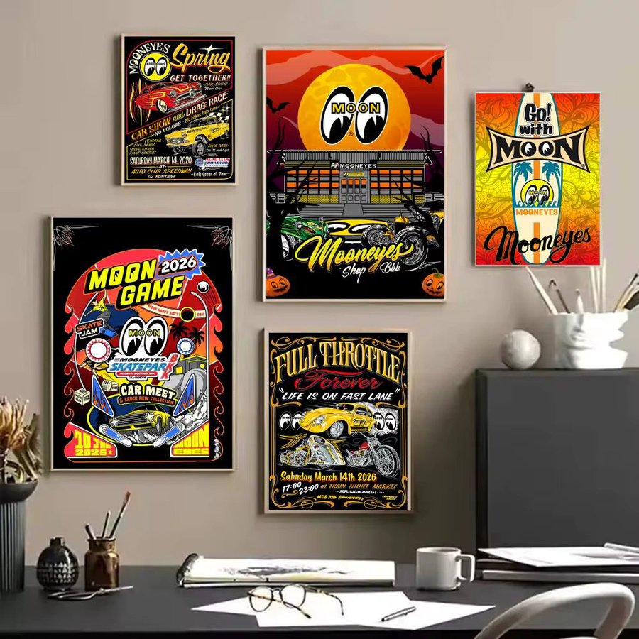 MOONEYES Vintage-Auto Poster dekorative Wandkunst in Schwarz ohne Rahmen B: 15,0 cm, H: 20,0 cm, T: 15,0 cm - Bild 2